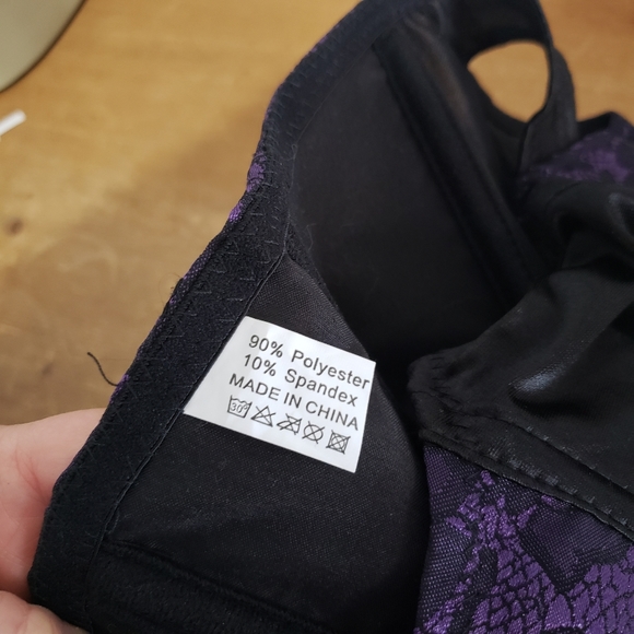 Small Purple Black Lace Print Corset Bustier Waist Trainer with Straps NWOT - Picture 11 of 11